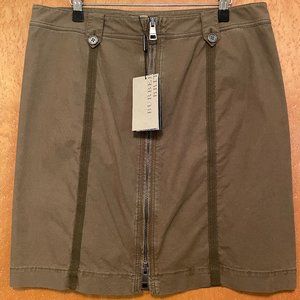 Burberry Brit Full Zip Khaki Mini Skirt NWT 12 US